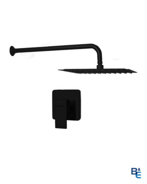 COMBO MEZCLADORA NIZA, CABEZA SUPER SLIM Y BRAZO DE DUCHA PARED (CUADRADO), NEGRO