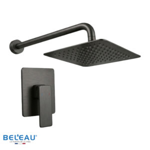 COMBO MEZCLADORA ARVE, CABEZA SUPER SLIM Y BRAZO DE DUCHA PARED (CUADRADA) GUN METAL
